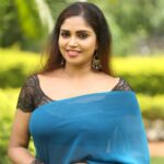 Karunya Chowdary Latest Hot Photos in Blue Saree