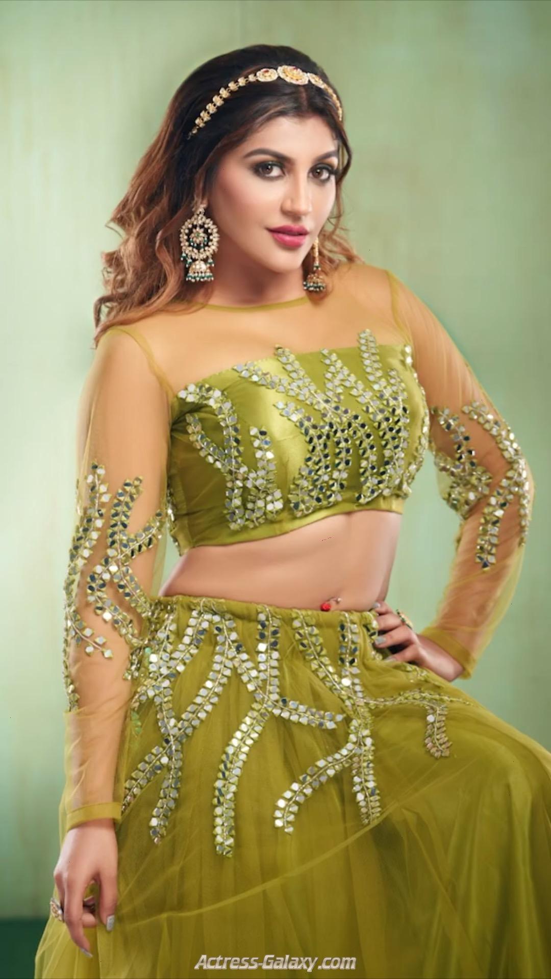 Yashika Aannand Latest Hot Photoshoot Stills In Green Embroidered Outfit